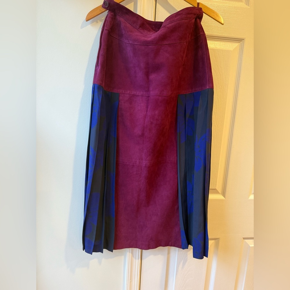 Vintage suede and silk La Matta skirt. Made in Italy.